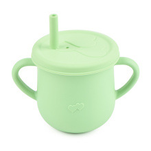 No Spill Toddlers Nontoxi Super Soft Water Oem Baby Training Handle Silicone Cup With Lid And Straw